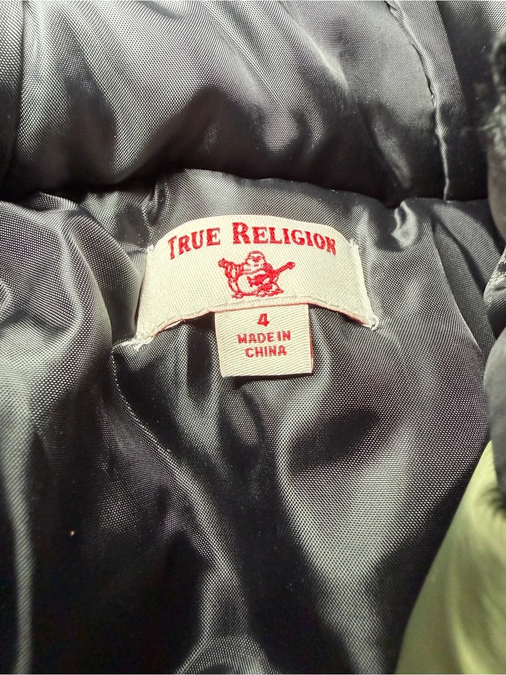 True Religion Boys Colorblock Satin Hooded Jacket Coat - Size 4